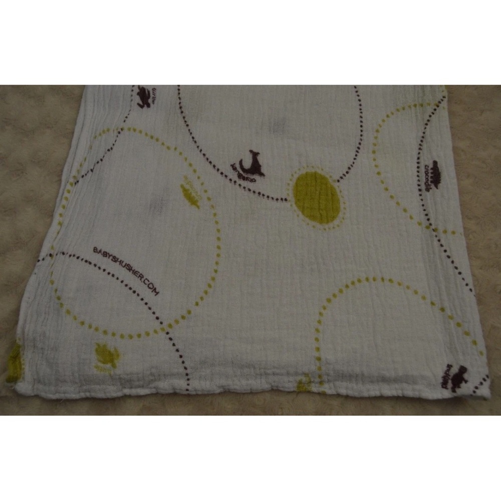 Baby Shusher Swaddle Blanket Muslin Cotton White Brown Green Circle Dot Turtle